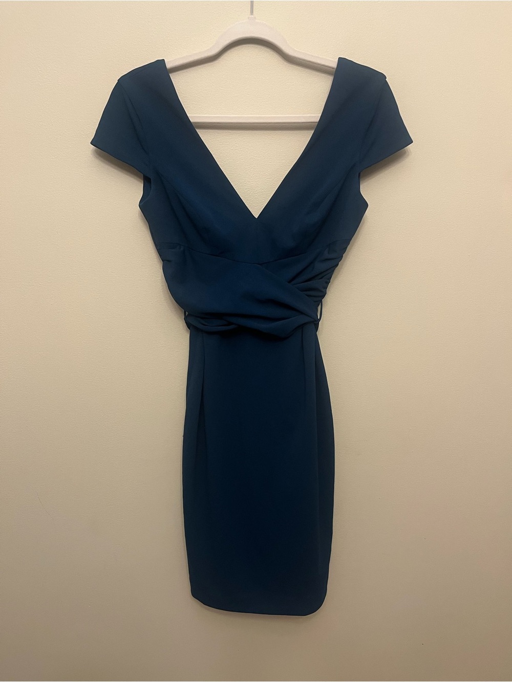 Dress The Population Dana Cap Sleeve Wrap Waist Dress Women's Size Small Blue